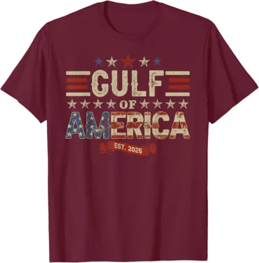 Discover Retro Gulf Of USA America Est 2025 American Flag Unisex T-Shirt