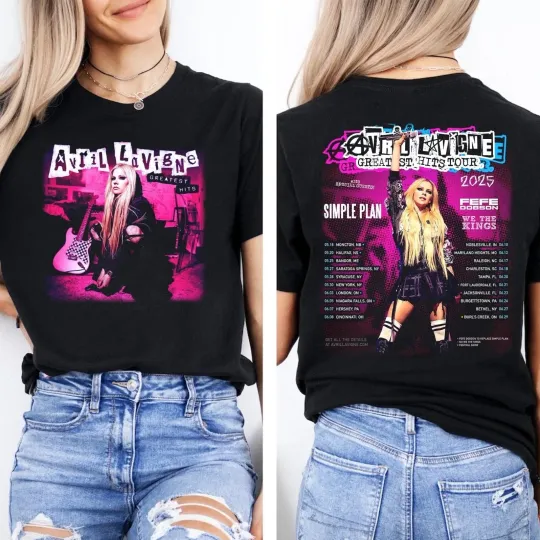 Discover Avril Lavigne Greatest Hits Tour 2025 Concert T-Shirt