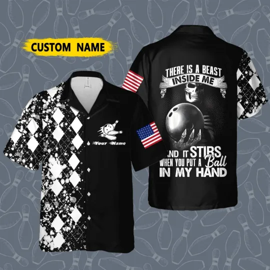 Discover Personalize Bowling Hawaiian Shirt Custom Name There Is A Beast Inside Me Reaper