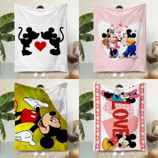 Discover Cute Disneyyy Mickeyy Minniee Love Printed Blanket Picnic Blankets