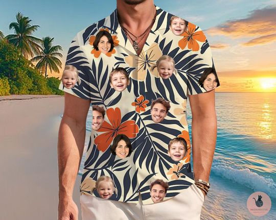 Discover Personalized Hawaiian Shirt with Face, Custom Hawaiian Shirt All Over Print, Custom Hawaiian Shirt  Family Summer Trip Shirt