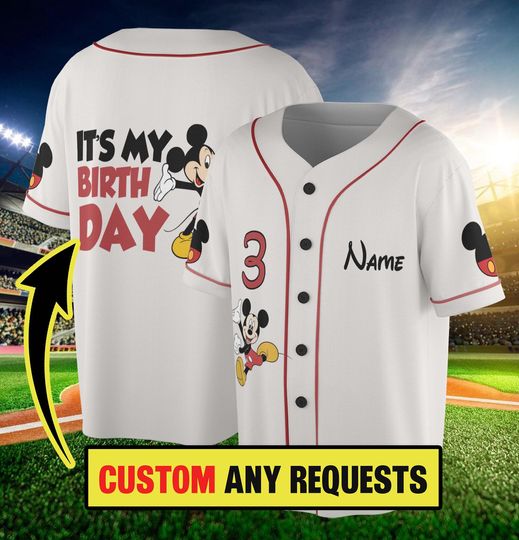 Discover Mickeyy Birthday Boy Baseball Jersey, Minniee Birthday Jersey