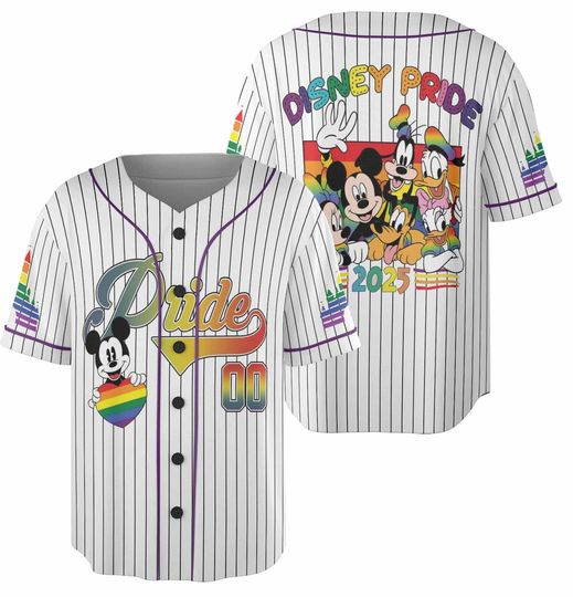 Discover Custom Disneyyy Rainbow Pride LGBTQ Baseball Jersey, Custom Name Disneyyy Baseball Jersey