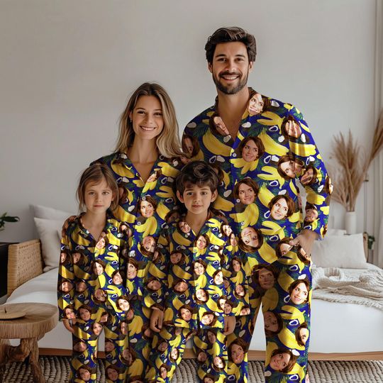Discover Personalized Photo Pajama Set for Women, Custom Face Loungewear, Customized Family Pajamas Shirt, Love Heart PJs, Christmas Photo Gift