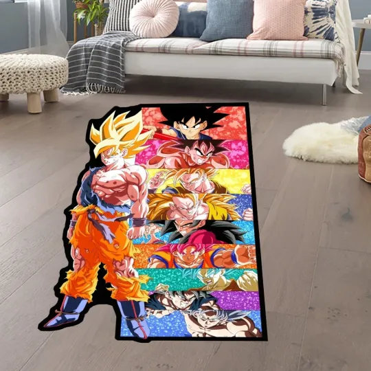 Discover Irregular Area Rugs Anime Dragon Ball Z Goku Different Forms Custom Rug