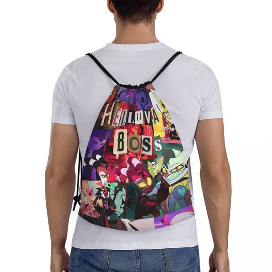 Discover Helluva Boss Cartoon Backpacks Fashion Portable Drawstring Bags