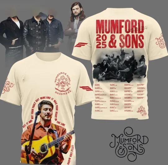 Discover Mumford & Sons 2025 Tour AOP 3D T-Shirt