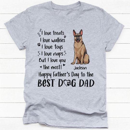 Discover Dog Dad I Love Treats I Love Walkies, Personalized Father's Day Shirt, Custom Gifts For Dog Dad