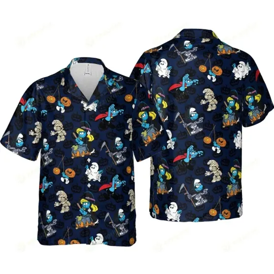 Discover Smuurfs Halloween Hawaiian Button Down Shirt Unisex Adults S-5xl 3D