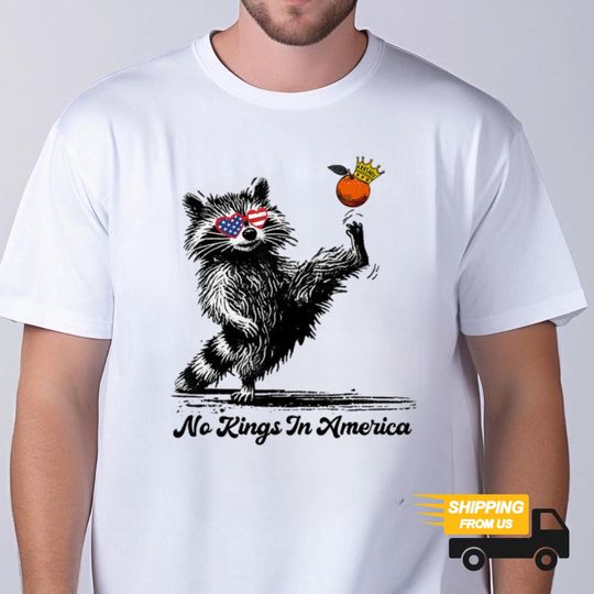 Discover No Kings In America Shirt, Funny Raccoon Tee USA Tshirt,