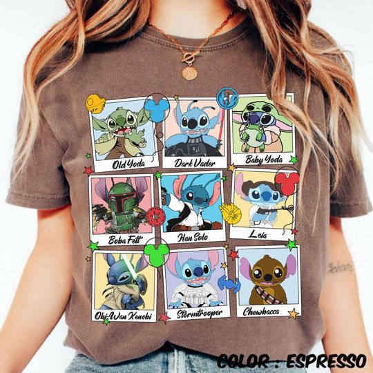 Discover Funny Stitchh Starr Warss Polaroid T-shirt