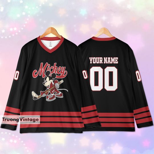 Discover Custom Mickeyy Hockey Jersey, Custom Disneyyy Mickeyy Hockey