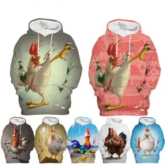 Discover 3D Printing Hoodies  PulloveCartoon Chicken