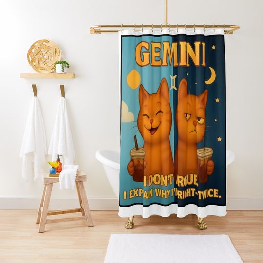 Discover Gemini Coffee Cats Shower Curtain