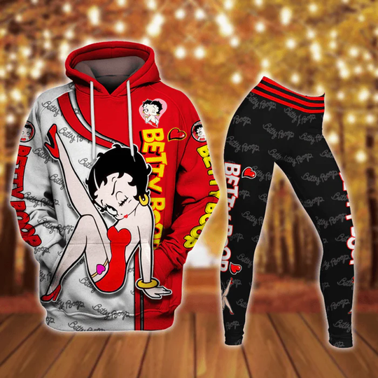 Discover Betty Boop Hoodie and Leggings Set – Cute Cartoon Activewear for Women