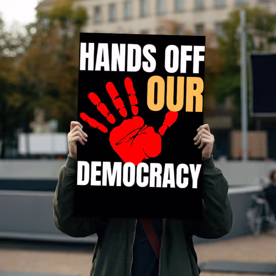 Discover Hands Off Our Democracy, Fight Oligarchy Foam Board Sign, Protest Sign, Anti Trump