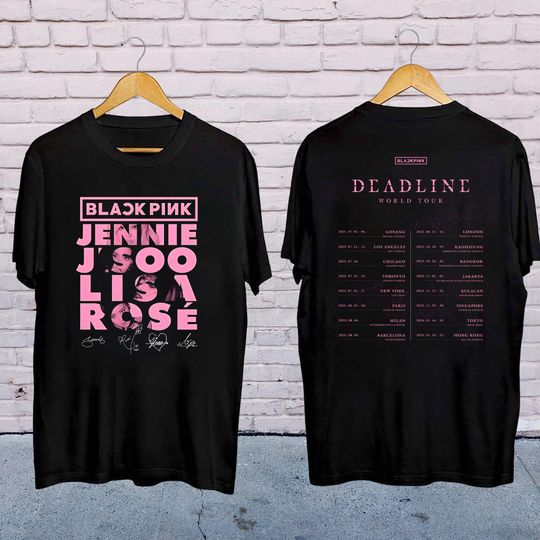 Discover Black Pink Signatures Shirt, Black Pink Deadline Tour 2025 Shirt, Black Pink Blink Fan Gift, BlackPink Graphic Tee, BlackPink Kpop Merch