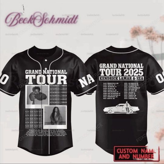 Discover Kendrick Lamar SZA Tour 2025 Baseball Jersey, Grand National Concert Shirt