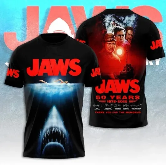 Discover SALE - Jaws 50Th Anniversary 1975-2025 Thank You 3D T-Shirt