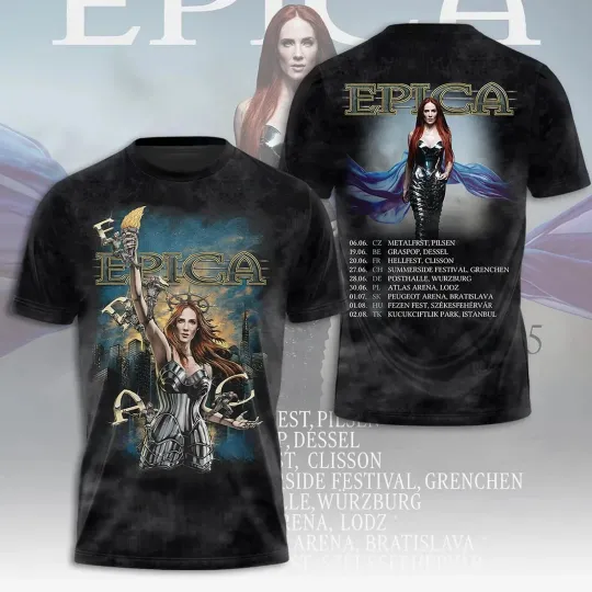 Discover Epica Band Tour 2025 Date Lists 3D T-shirt All Sizes FR546