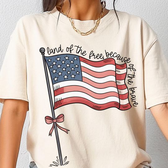 Discover Land of the Free Because of the Brave Shirt, Coquette Memorial Day Shirt