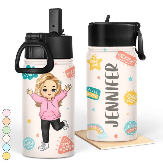 Discover Well Done Awesome Encouragement - Gift For Kids - Personalized Kids Water Bottle