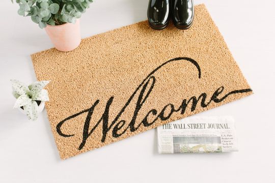 Discover Welcome Doormat Entryway Rug Flocked Coir Custom Door Mat  Housewarming Gift