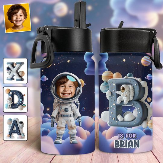 Discover Cool Space Alphabet - Personalized Kid Kids Water Bottle
