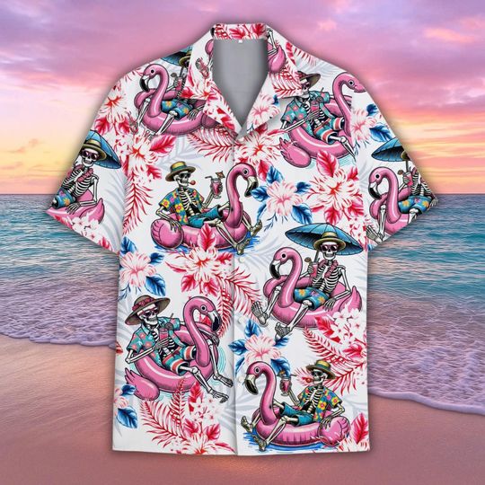 Discover Flamingo Hawaiian Shirt Shorts, Flamingo Button Up Shirt