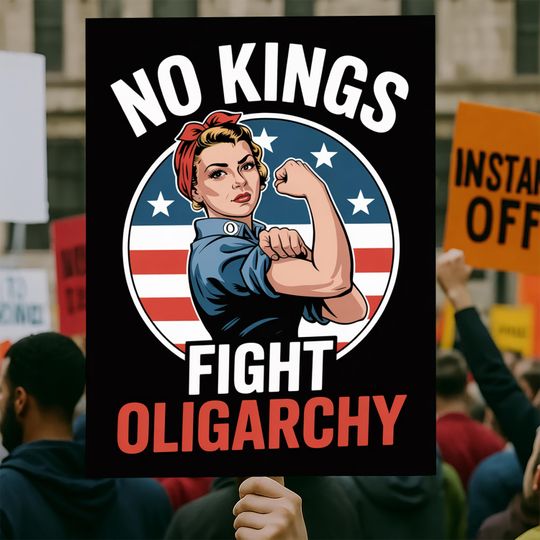 Discover No Kings Fight Oligarchy Resist Protest Sign  Anti-Trump Poster Sign, Political Activist Rally Sign
