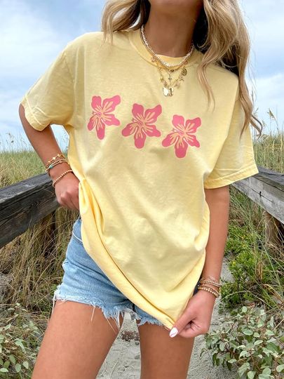 Discover Graphic T-Shirt for Teen Girls Y2K Ocean Floral Clothing Shirts & Top T-Shirts