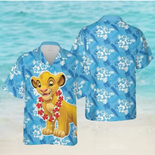 Discover Tropical Lion King Hawaiian Button Down Shirt Unisex Adults S-5XL