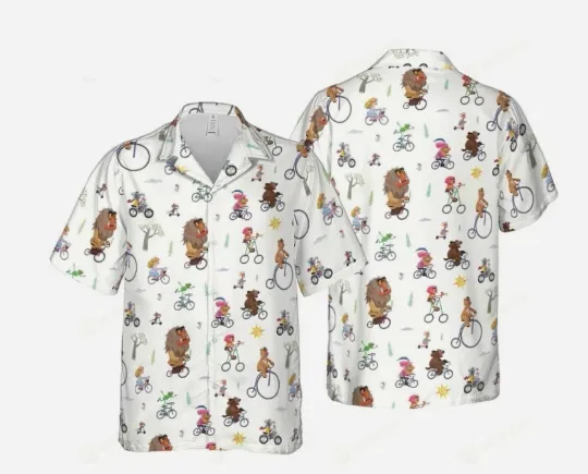 Discover Muppetss on Bicycles Hawaiian Button Down Shirt Unisex Adults S-5XL