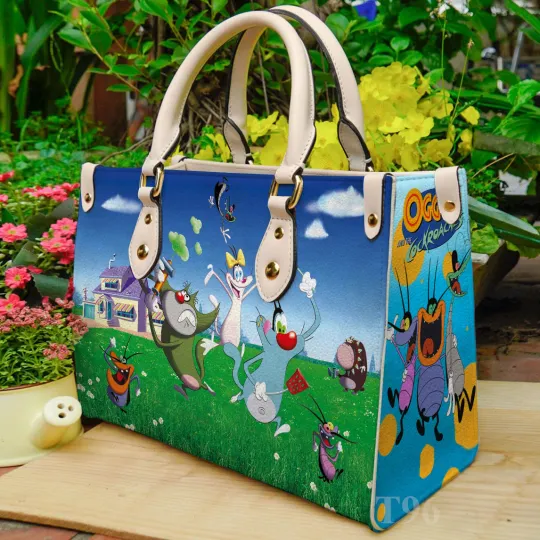 Discover Oggy and the Cockroaches leather  handbag   , gift for him, gift for her