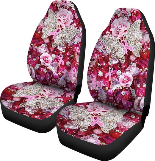 Discover Pink Warrior Pattern Breast Cancer Awareness Seat Covers 0622