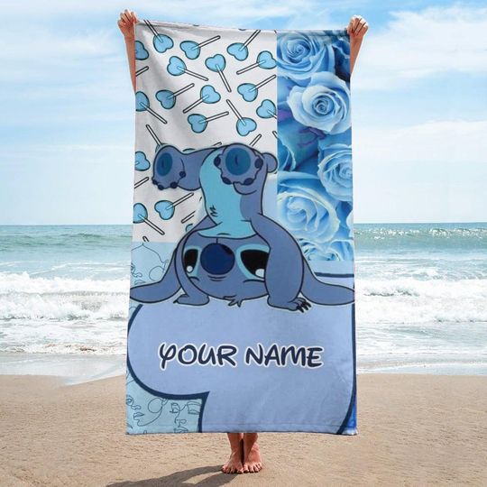 Discover Funny Stitchh Beach Towel, Personalized Beach Towel, Lilo And Stitchh Beach Towel, Disneyyy Vacation Gift