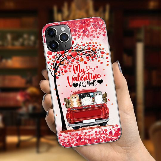 Discover My Valentine Has Paws - Personalized Cat Phone Case