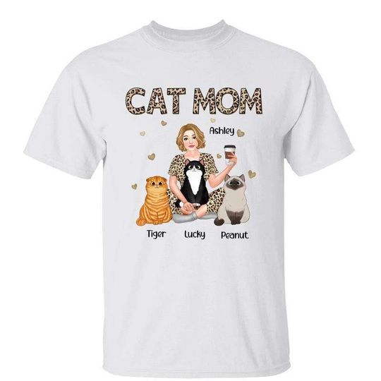 Discover Cat Mom Leopard Pretty Girl Personalized Shirt