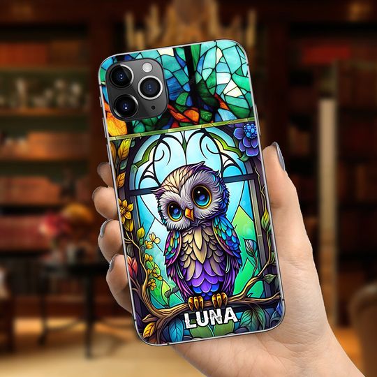Discover Cute Owl Stained Glass - Personalized Owl Phone case