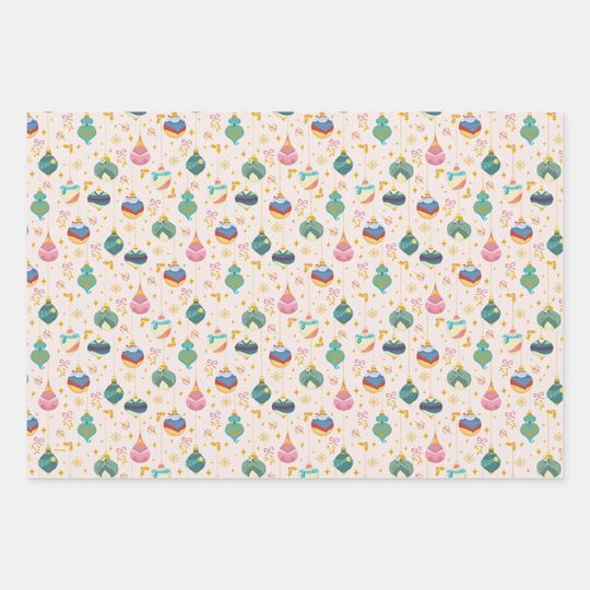 Discover Disneyyy Princess Christma Ornament Pattern Wrapping Paper