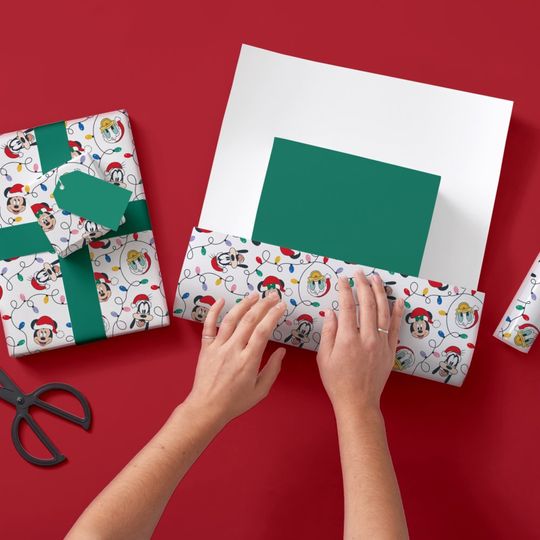 Discover Mickeyy & Friends | Christmas Lights Pattern Wrapping Paper Sheets