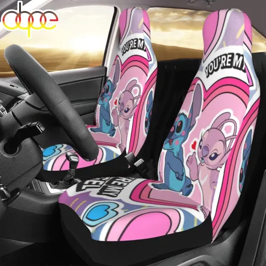 Discover Stitchh Disneyyy Car Seat Covers Cute Alien Cartoon Print Colorful Auto Decor