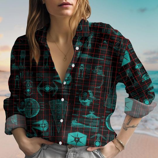 Discover Starr Warss Linen-Look Shirt, Disneyyy Movie Women Blouse