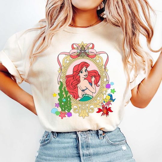 Discover Disneyyy Arielll Princess Mirror Coquette Bow Shirt, The Littlee Mermaidd T-shirt