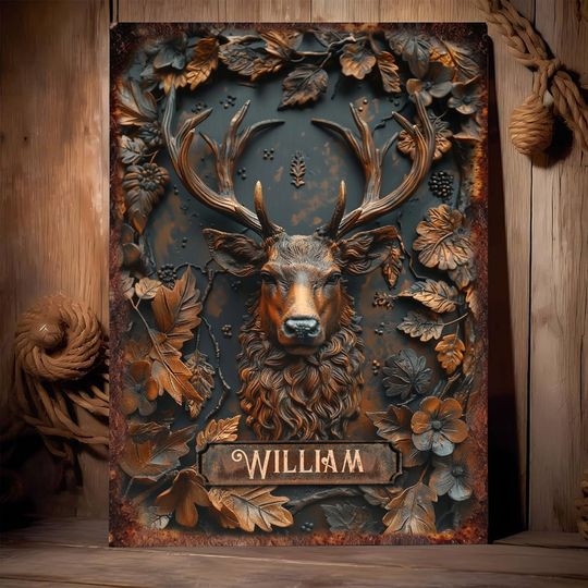Discover Stunning Deer - Personalized Hunting Rectangle Metal Sign