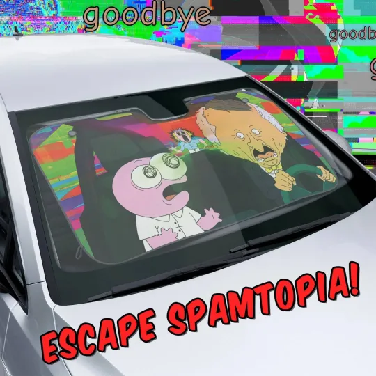 Discover Smiling Friends Car SunShade Spamtopia Scene, Pim &  Boss Cartoon Car Accessory