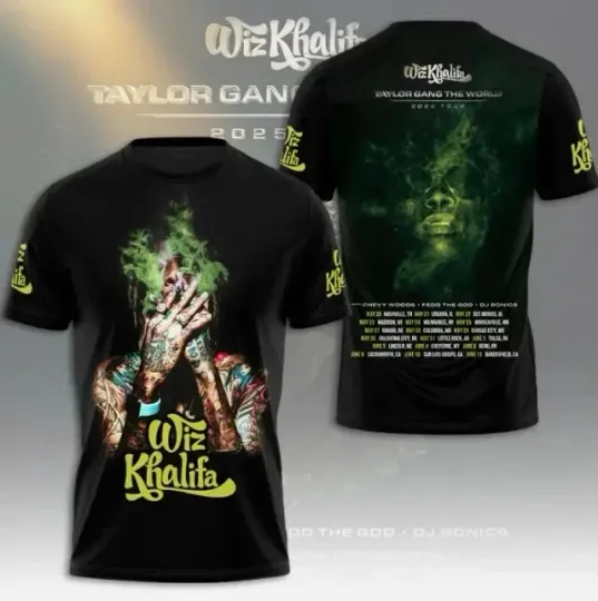 Discover Wiz Khalifa Taylor Gang The World Tour 2025 3D All Over Printed T-Shirt