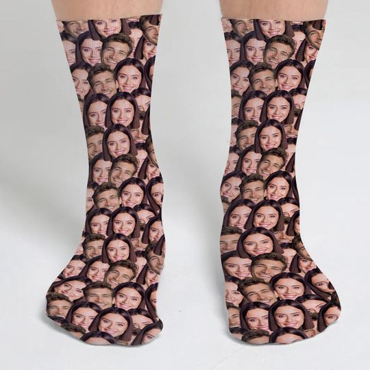 Discover Customizable Printed Face Socks - Personalized Couple Socks