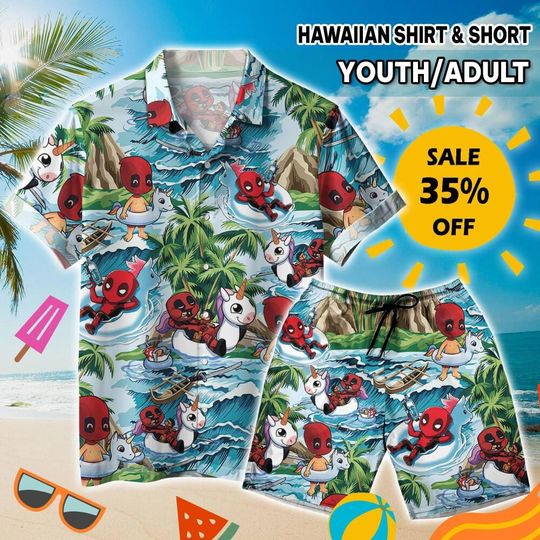 Discover Deadpooll Relax Summer Floral, Men's Short Sleeve Shirt, Movie Hawaiian Shirt, Deadpooll Gift, Movie Fan Shirt