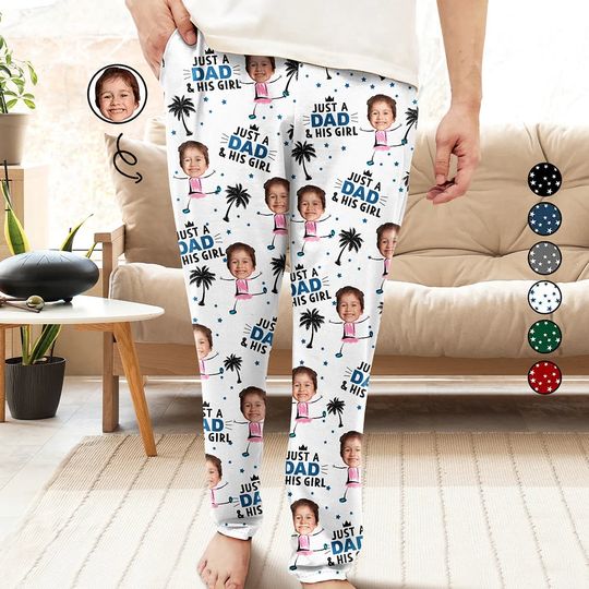 Discover Custom Photo Just A Dad And His Girl - Personalized Pajama Pants